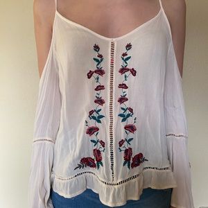 Small gently used American Eagle shoulderless top